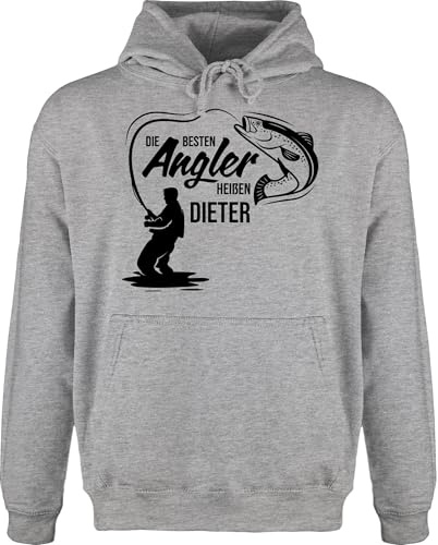 Geschenk mit Namen personalisiert by Shirtracer - Hoodie Herren Pullover - Die besten Angler heißen Name I Geschenk Angler I Vatertagsgeschenk Angeln I Angelzubehör personalisiert I