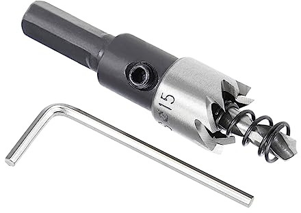 Kozelo 1pcs Hole Saw - [15mm] HSS (High Speed Steel) Drill Bit Hole Cutter for Stainless Steel Aluminum Metal Wood Plastic Use, Triangular Shank