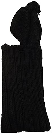 HEATWAVE hats for women Cable Knit Design & Snood 2 in 1 Thermal Beanie Hat Pom Pom Fleece Knitted Warm Classical Modern Style and Super Soft for Outdoor Winter Gift,Black