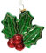 Christbaumschmuck Glas Stechpalme Blätter Beeren 9cm grün rot - Baumschmuck Weihnachten