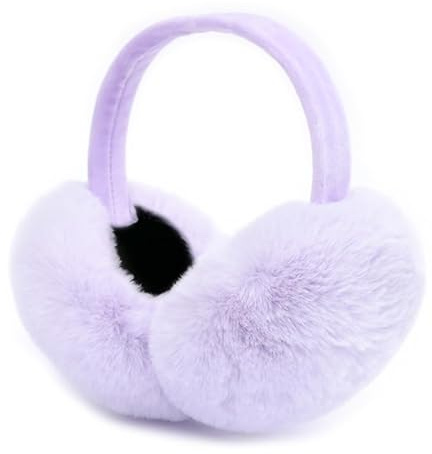 LCXSHYE Cache-oreilles d'hiver en fausse fourrure chaude et pliable pour femmes et filles (violet clair)