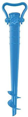 Etrexonline Soporte de Plástico para Sombrilla de Playa, Base de Parasol con Rosca, Fácil de Clavar, Ancla de Arena - Sujeta Sombrillas, Ideal para Playa, Pinchos Incluidos(1 Unidad-Azul)