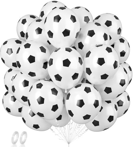 Biapian 60 Pcs Football Balloons, Football Balloon for Boys, 12 Inch Soccer Latex Balloons Football Pattern Helium for Kids Boys Birthday Sports Themed Party Decorations