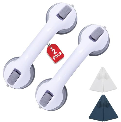 Peysaitr Duschgriff, 2 Stück, mobiler Haltegriff mit Saugnapf, Anti-Rutsch-Badewannengriff, Stehhilfe ohne Bohren für Dusche, Badewanne, WC, Senioren, 30 x 9,5 x 8,5 cm (grau)