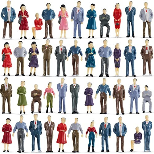 Namalu 80 Stück Mini Menschen Figuren 1:50 Maßstabgetreues Modell Zug Bemalte Architektonische Miniatur Kunststoff Personen Spielzeug Sitzende Stehende Menschen für Miniatur Szenen