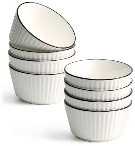 NUTRIUPS Keramikschalen, 11,4 cm, 8 Stück, 350 ml, Müslischalen – kleine Porzellanschalen für Snacks, Dessert, Reis