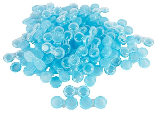Dhoptical 100Pcs Contact lens case Colorful Contact Lens Holder Box Left/Right Eyes (Blue transparent)