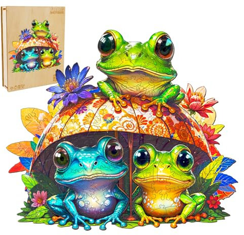 Holzpuzzle Erwachsene, Bruder Frosch Puzzle (L 34 * 29.4cm 220 Teile) Schöne Geschenkverpackung, Wooden Puzzle für Erwachsene und Kinder Festgeschenk