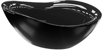 LAVITA Freistehende Badewanne Reus Black 1800 Acryl 180x89x73 cm Badewannen Oval Form Moderne Acryl-Wanne Freistehend 2 Personen 214 L Antimikrobielle Beschichtung Schwarz