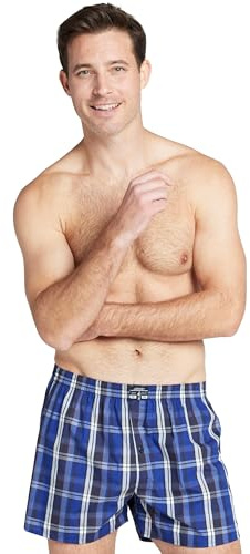Jockey Herren Everyday Striped Boxer Woven - 2 Pack, Navy Check, 5XL