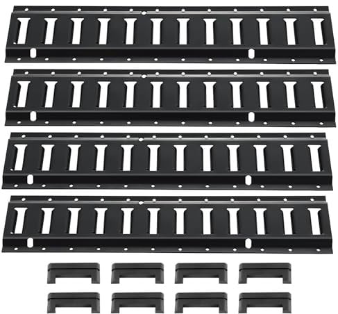 VEVOR E-Track-Schienen-Set, 2 Fuß Stahlschienen, 4er-Pack, Tragfähigkeit bis zu 907 kg, robuste Schienen mit Schrauben für Garagen, Lieferwagen, Anhänger, Motorrad-Zurrgurte, ATV-Halterungen