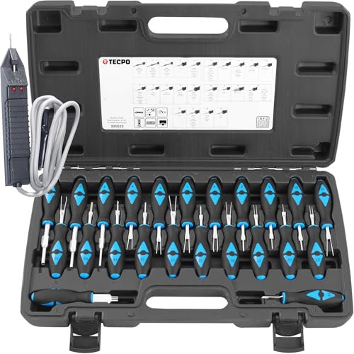 TECPO ISO Stecker Auspinwekzeug Werkzeug Entriegelung 23-tlg. mit Dioden-Prüflampe
