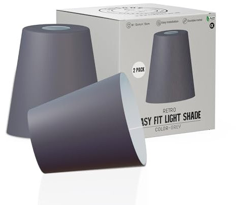 LEDSone Industrielle Decken-Pendelleuchtenschirme, Lampenschirme im Retro-Vintage-Stil zum Aufhängen von Deckenleuchten (Grau, 2er-Pack)