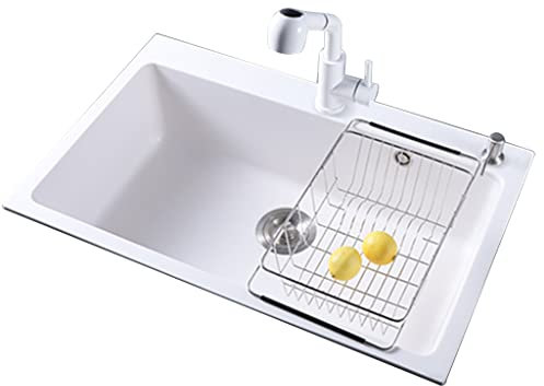 Fregadero Cocina de piedra de cuarzo con grifo baño restaurante con escurridor