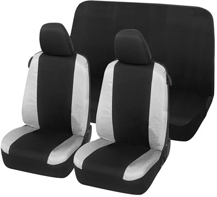 Auto Accessori Lupex Coprisedili Auto Compatibili con Seicento 600, Tessuto Policotone, Anteriori e Posteriori (Nero - Grigio Chiaro)