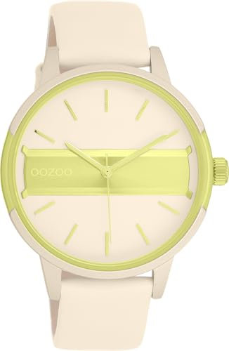 Oozoo - Timepieces Damen Uhr in Grüngrau/Mint | Armbanduhr Damen mit Lederarmband | Moderne Uhr für Frauen | Edle Analog Damenuhr in rund C11366 (42mm Gehäuse)