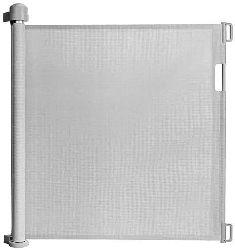 Treppenschutzgitter Türschutzgitter Ausziehbar 0-140 cm, Baby Absperrgitter Schutzgitter Treppe für Kinder, Katzen und Hunde, Geeignet für Innen Außenbereich (Grau)