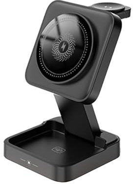 HotTopStar 3 in 1 Wireless Charging Station for iPhone/Apple Watch/AirPods, Foldable Fast Travel Wireless Charger for iPhone 15 14 13 12 Pro iWatch 9 Ultra 2 Ultra 8 7 6 SE 5 4 3 AirPods 2 3 Pro-Black