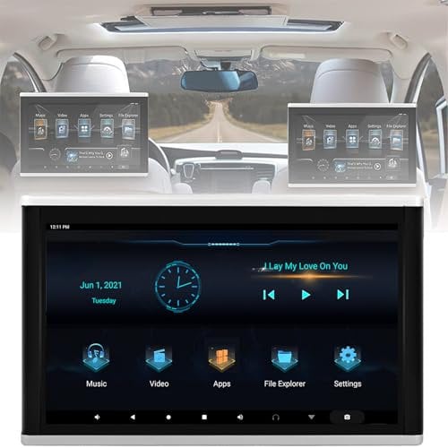 MiBoce Car Headrest Video Player, 10.1in Touch Screen Car TV Headrest Monitor, Android 9.0 Operating System and Quad Core, Resolution 1024 * 600, Supports HDMI Audio and Video Input