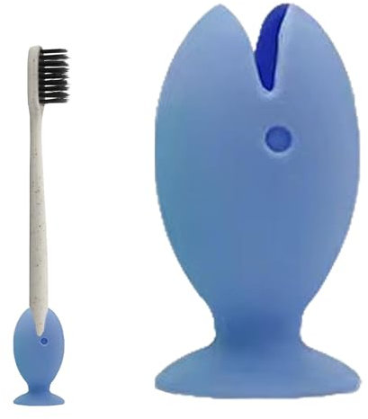 Zahnbürstenhalter, Badezimmer-Zahnbürstenhalter, staubdichter Silikon-Zahnbürstenständer in Fischform, multifunktionale Zahnbürsten-Schutzhülle mit Saugnapf-Unterseite für Zuhause