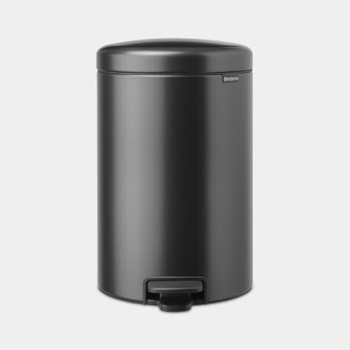 Brabantia NewIcon Pedal Bin 20 L | Soft Close Waste Bin with Odour-Proof Lid and Plastic Inner Bucket | Compact, Non-Slip Trash Can for Kitchen, Office, Bathroom, or Bedroom |Confident Grey