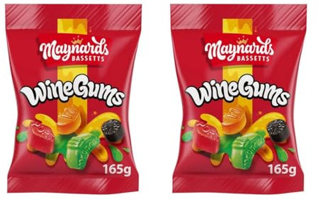 Bassetts Wine Gums, 165g Bag, Pack of 2,perfect for sharing or indulging in a nostalgic snack. Their iconic packaging with bold lettering and bright colours makes them instantly recognisable