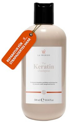 La WERIES Keratin Shampoo 300 ml – Reparatur & Stärkung für geschädigtes Haar – Feuchtigkeitsspendendes Shampoo für strapaziertes, chemisch behandeltes & brüchiges Haar – Glanz & Geschmeidigkeit