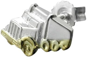 Herren LKW Ohrstecker, 11x7mm, Zweifarbig Silber 925, Einzeln