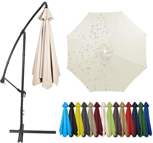 Auvent De Remplacement pour Parasol 4,0/3,5/3,0/2,8/2,7/2,5/2,3/2,0 Mètres 6/8 Baleines, Toile De Parasol Remplacement Pour Parasol de Marché, Jardin, Terrasse (Beige,4.0m / 8 Ribs)