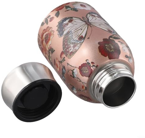 Bouteille d'eau isotherme en acier inoxydable de 300 ml à double paroi avec anneau de poignée pour camping, randonnée, bureau, usage quotidien, boissons chaudes et froides (D)