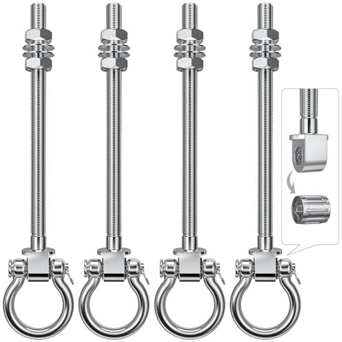 Sunowl Ganci per Altalena Resistenti con Cuscinetti, 4pz M10 Ganci Altalena in Acciaio Inossidabile 304 per Travi in Legno e Metallo, Gancio per Amaca, Altalene da Yoga, Altalene da Veranda, 1500lb
