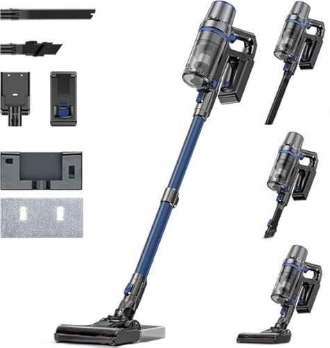 Olvy Akku-Staubsauger mit Wischfunktion – Kabelloser 2-in-1 - ohne Beutel – 35.000 Pa Saugleistung, 5 Stufen – LED-Display – Leichter Staubsauger mit HEPA-Filter & Zubehör