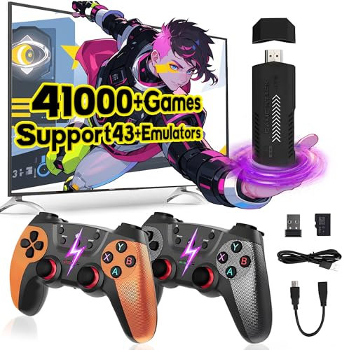 X2 Ultra Console de Jeux Rétro Game Stick 4K avec Poignée Rechargeable,41000+ Jeux,43 émulateurs,Console Retro Gaming,Manettes sans Fil 2.4G,Sortie HDMI,Plug & Play Console de Jeu Portable (128G)