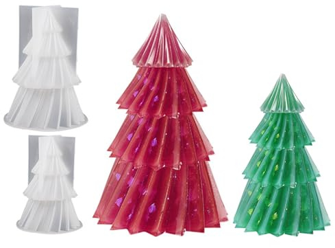 Lot de 2 Moules en Silicone en Forme de Sapin de Noël, 3D Moule à Bougie de Noël, Moule Silicone Sapin de Noel Bougie 3D, Maison Noel pour Parfumées, Loisirs Créatifs