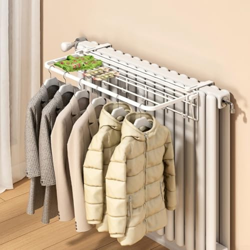 Heizkörper-Trockengestell, Heizkörper-Wäscheständer zum Trocknen von Kleidung, Kleiderbügel, Aufbewahrungshalter für Heizkörper, 35 cm, platzsparend, zum Aufhängen von Handtüchern (weiß)