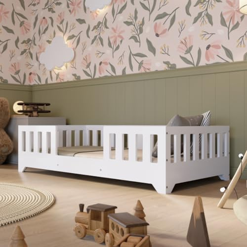 Crazy Pine Kinderbett Crazy Alfa 160x80 cm - Weiß mit Eingang Mitte | Robuste Konstruktion aus Sperrholz mit abgerundeten Kanten - sicher, stabil und ideal für den täglichen Gebrauch.
