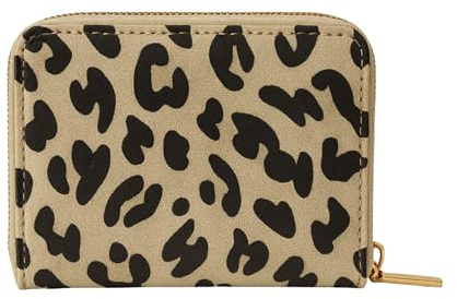 MillyMilk® Savana – Leo Portemonnaie & Geldbeutel für Damen – Kompakte Geldbörse im Leopard Design aus weichem Velours in Wildlederoptik Animal Print – mit Reißverschluss & Münzfach (Leo Creme)
