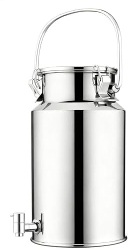 YLKJCE Edelstahleimer Mit Deckel 3/5/10/15 Liter,Milcheimer Edelstahl Mit Deckel Luftdichtes Milchkännchen Milch Barrel Farm Milk Transport Can Hahn Milk Jug Pitcher(Capacity,3 Liter)