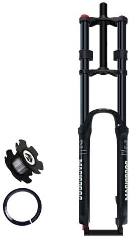 HWEVDHJ Forcella Ammortizzata per Bici MTB 26/27,5/29 Pollici DH Forcella Ad Aria Corsa 180mm Tubo Dritto 28.6mm Forcella A Doppia Spalla QR 9mm Regolazione del Ritorno(Schwarz,26inch)