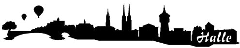 Samunshi® Aufkleber Halle Skyline Autoaufkleber 30 x 5,5cm schwarz