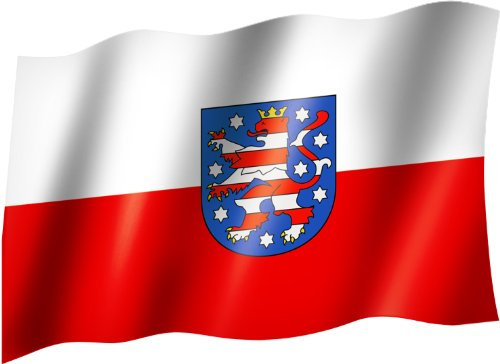 sportfanshop24 Flagge/Fahne THÜRINGEN Staatsflagge/Landesflagge/Hissflagge mit Ösen 150x90 cm, sehr Gute Qualität