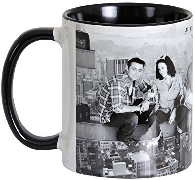 Elbenwald Friends Tasse mit allen Charakteren und Serienlogo Rundumdruck 320 ml Keramik grau