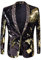PYJTRL Herren-Blazer mit 2 Farben und glänzenden Pailletten (XL, Schwarz/Goldfarben)