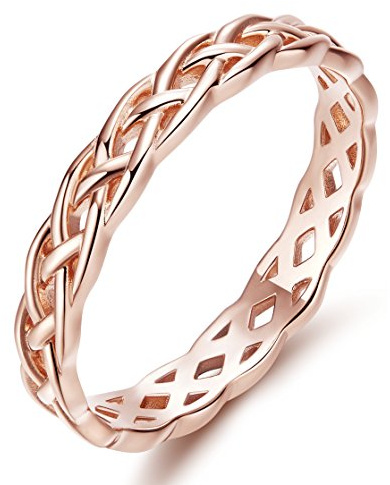SOMEN TUNGSTEN 925 Sterling Silver Celtic Knot Eternity Band Ring Engagement Wedding Band 4mm Size 4-11