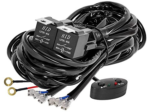 YUGAUNG Update Version LED Barre Faisceau Câble 3M 480W 14AWG 3 Fils Câblage Etanche Avec Relais et Interrupteur Universel pour Voiture SUV ATV Camion 1 Câble Contrôler 2 Sets