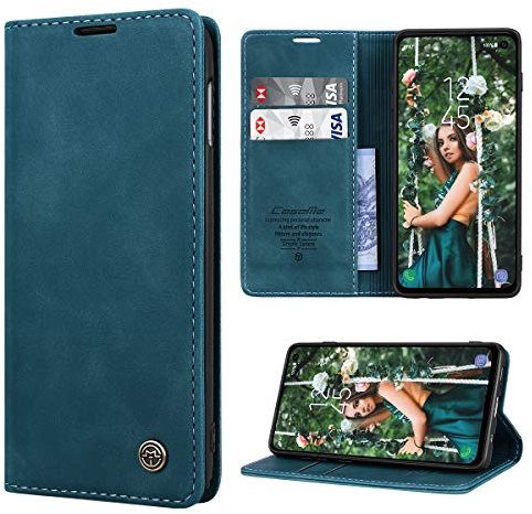 RuiPower Schutzhülle für Samsung Galaxy S10e, PU-Leder, Brieftasche, Schutz, [Magnet] [Kartenschlitze] [Standfunktion] Flip Case für Samsung Galaxy S10e – Blau/Grün