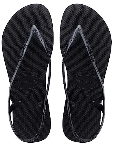 Havaianas - Sunny II, Sandales Confortables et Durables, avec Lanière de Fermeture au Talon, Apporte de la Stabilité, Fines Lanières, Femme Noir 41/42 EU