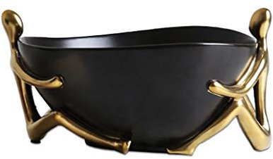 KHUY Plateau Decoratif Gold, Figure Moderne Golden Boîtes à Bijoux et Présentoirs Stockage Décoration Bol Fruit Cabinet Cabinet Vin Salon Plateaux, Vide Poche Entree (Color : Style B)