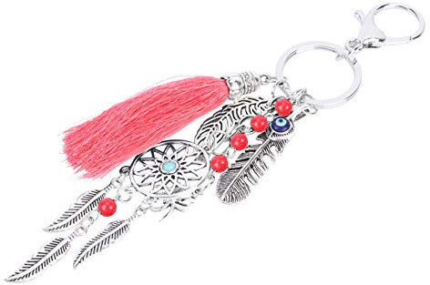 Porte-clés à Pompons Rouge - Attrape-rêves - Pendentif Mauvais œil - Décoration - pour et Protection
