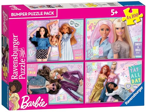 Ravensburger Puzzle, Barbie, 4 100-teiliges Puzzle, Bumper Pack, Puzzles für Kinder, Empfohlenes Alter 5+, Qualitätspuzzle